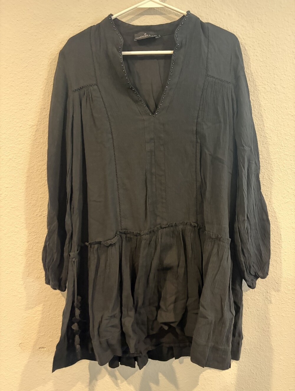 Pomander Place Womens Classic Casual Black Tiered Long Sleeve Mini Dress Size M